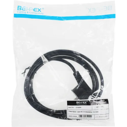 Кабель IEC C13 Евровилка 1.5м черный