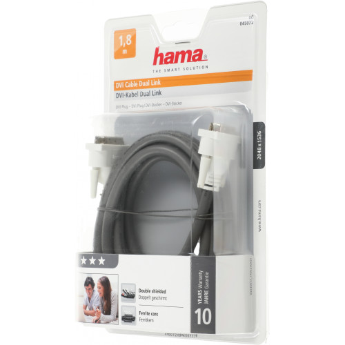 Кабель Hama DVI-D Dual Link (m) DVI-D Dual Link (m) 1.8м (00045077) феррит.кольца