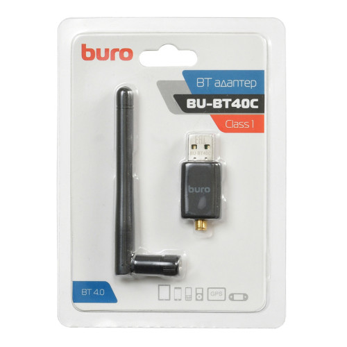 Адаптер USB Buro BU-BT40C BT4.0+EDR class 1 100м черный