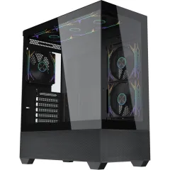 Корпус Accord ACC-EL1B TG черный без БП ATX 2xUSB2.0 1xUSB3.1 audio bott PSU