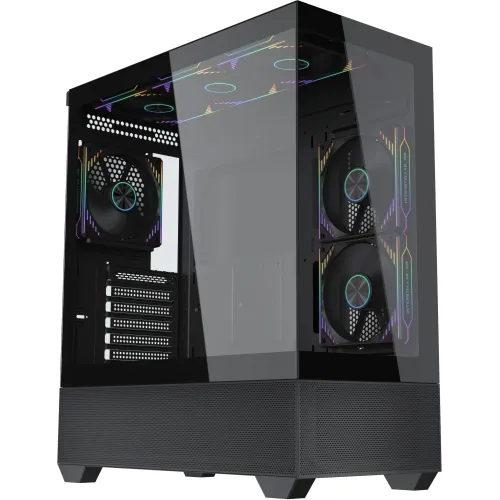 Корпус Accord ACC-EL1B TG черный без БП ATX 2xUSB2.0 1xUSB3.1 audio bott PSU