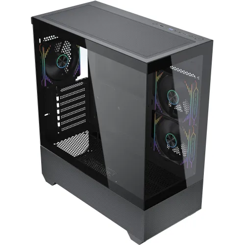 Корпус Accord ACC-EL1B TG черный без БП ATX 2xUSB2.0 1xUSB3.1 audio bott PSU