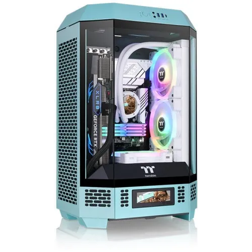 Корпус Thermaltake The Tower 300 Turquoise голубой без БП mATX 8x120mm 6x140mm 2xUSB3.0 audio bott PSU