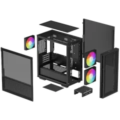 Корпус Deepcool CH360 черный без БП mATX 7x120mm 3x140mm 1xUSB3.0 audio bott PSU