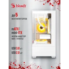 Корпус Bloody CC-125 белый без БП mATX 5x120mm 2xUSB2.0 1xUSB3.0 audio bott PSU