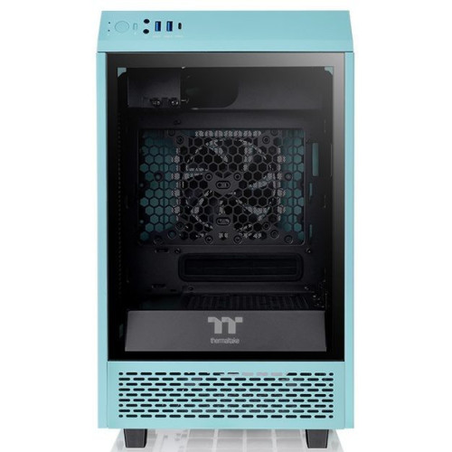 Корпус Thermaltake The Tower 100 Turquoise голубой без БП miniITX 1x120mm 3x140mm 2xUSB3.0 audio bott PSU
