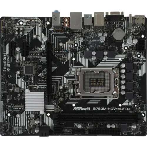 Материнская плата Asrock B760M-HDV/M.2 D4 Soc-1700 Intel B760 2xDDR4 mATX AC`97 8ch(7.1) GbLAN RAID+VGA+HDMI+DP