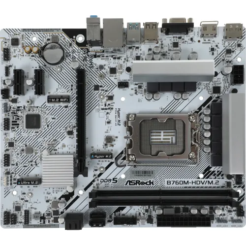 Материнская плата Asrock B760M-HDV/M.2 Soc-1700 Intel B760 2xDDR5 mATX AC`97 8ch(7.1) 2.5Gg RAID+VGA+HDMI+DP