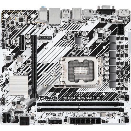 Материнская плата Asrock H610M-HDV/M.2+ D5 Soc-1700 Intel H610 2xDDR5 mATX AC`97 8ch(7.1) GbLAN+VGA+HDMI+DP