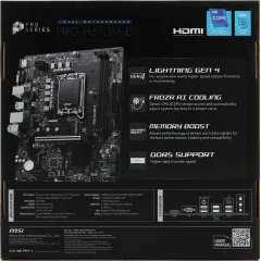 Материнская плата MSI PRO H610M-E Soc-1700 Intel H610 2xDDR5 mATX AC`97 8ch(7.1) GbLAN+VGA+HDMI