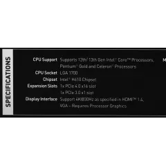 Материнская плата MSI PRO H610M-E Soc-1700 Intel H610 2xDDR5 mATX AC`97 8ch(7.1) GbLAN+VGA+HDMI