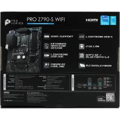 Материнская плата MSI PRO Z790-S WIFI Soc-1700 Intel Z790 4xDDR5 ATX AC`97 8ch(7.1) 2.5Gg RAID+HDMI+DP