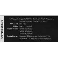 Материнская плата MSI PRO Z790-S WIFI Soc-1700 Intel Z790 4xDDR5 ATX AC`97 8ch(7.1) 2.5Gg RAID+HDMI+DP