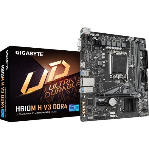 Материнская плата Gigabyte H610M H V3 DDR4 Soc-1700 Intel H610 2xDDR4 mATX AC`97 8ch(7.1) GbLAN+VGA+HDMI