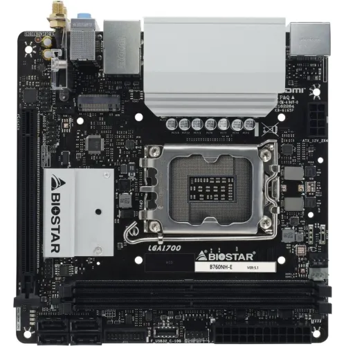 Материнская плата Biostar B760NH-E Soc-1700 Intel B760 2xDDR5 mini-ITX AC`97 8ch(7.1) 2.5Gg RAID+HDMI+DP