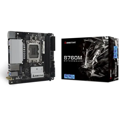 Материнская плата Biostar B760NH-E Soc-1700 Intel B760 2xDDR5 mini-ITX AC`97 8ch(7.1) 2.5Gg RAID+HDMI+DP