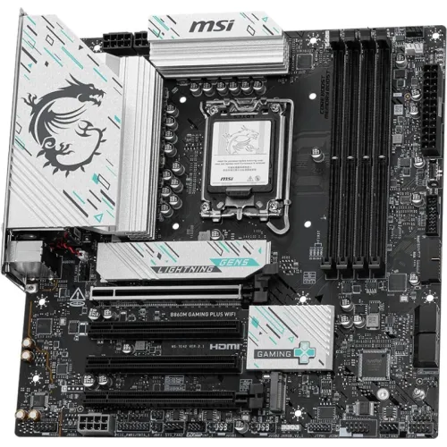 Материнская плата MSI B860M GAMING PLUS WIFI Soc-1851 Intel B860 4xDDR5 mATX AC`97 8ch(7.1) 5Gigabit RAID+HDMI+DP