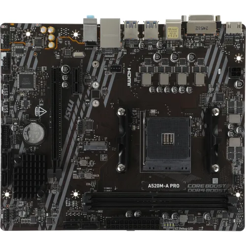 Материнская плата MSI A520M-A PRO Soc-AM4 AMD A520 2xDDR4 mATX AC`97 8ch(7.1) GbLAN RAID+DVI+HDMI