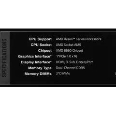 Материнская плата Gigabyte B650M S2H Socket AM5 AMD B650 2xDDR5 mATX AC`97 8ch(7.1) GbLAN RAID+VGA+HDMI+DP