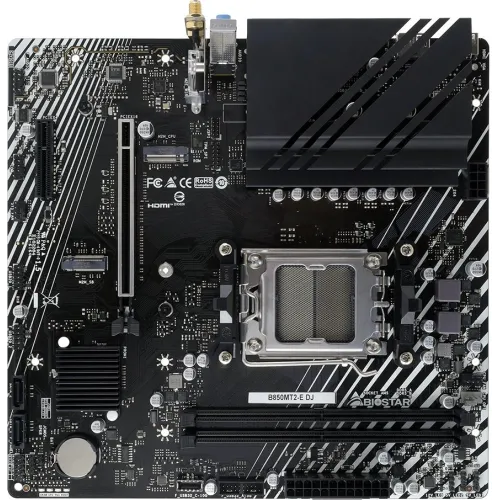 Материнская плата Biostar B850MT2-E DJ Socket AM5 AMD B850 2xDDR5 mATX AC`97 8ch(7.1) 2.5Gg RAID+HDMI+DP