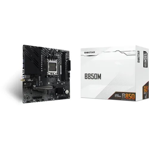 Материнская плата Biostar B850MT2-E DJ Socket AM5 AMD B850 2xDDR5 mATX AC`97 8ch(7.1) 2.5Gg RAID+HDMI+DP