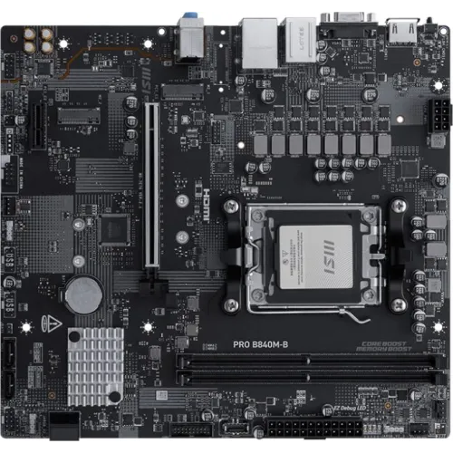 Материнская плата MSI PRO B840M-B Socket AM5 AMD B840 2xDDR5 mATX AC`97 8ch(7.1) 2.5Gg RAID+VGA+HDMI