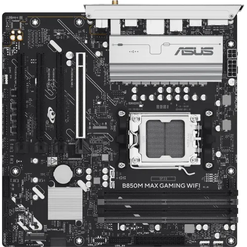 Материнская плата Asus B850M MAX GAMING WIFI Socket AM5 AMD B850 4xDDR5 mATX AC`97 8ch(7.1) GbLAN RAID+HDMI+DP