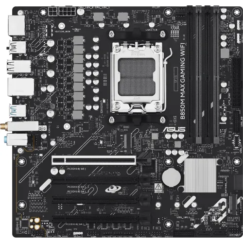 Материнская плата Asus B850M MAX GAMING WIFI Socket AM5 AMD B850 4xDDR5 mATX AC`97 8ch(7.1) GbLAN RAID+HDMI+DP