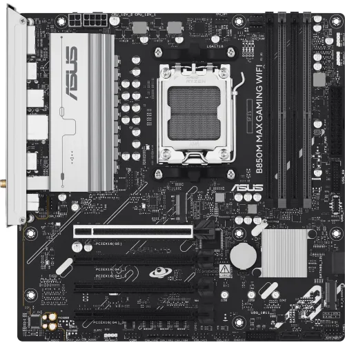 Материнская плата Asus B850M MAX GAMING WIFI Socket AM5 AMD B850 4xDDR5 mATX AC`97 8ch(7.1) GbLAN RAID+HDMI+DP