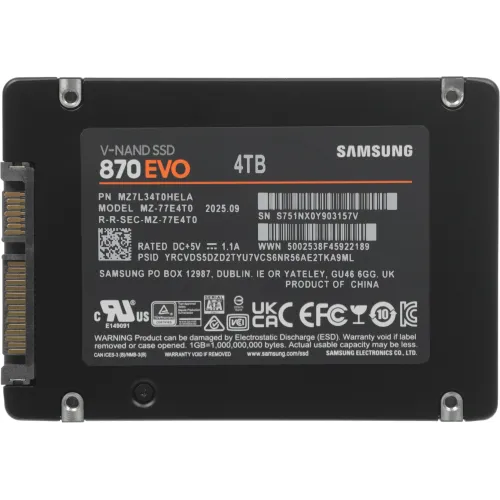 Накопитель SSD Samsung SATA-III 4TB MZ-77E4T0BW 870 EVO 2.5"