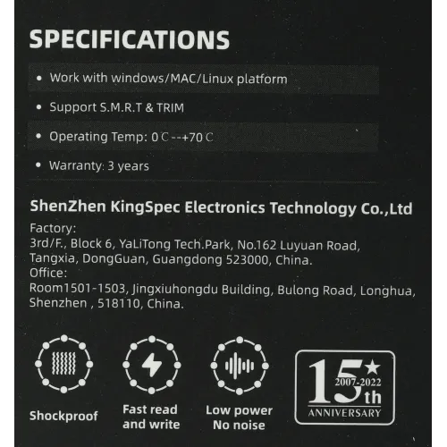 Накопитель SSD Kingspec SATA-III 256GB P3-256 2.5"