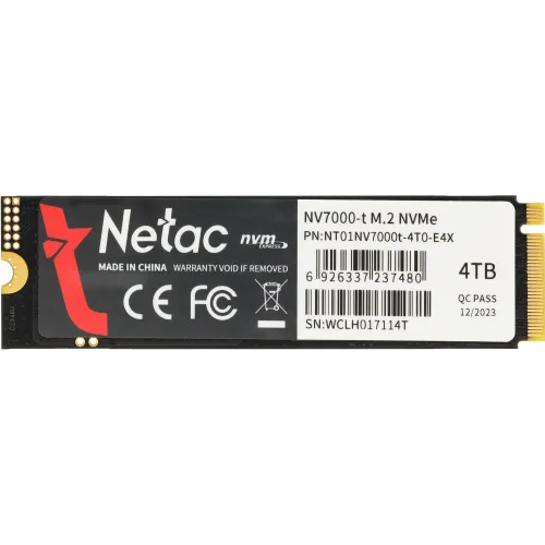 Накопитель SSD Netac PCIe 4.0 x4 4TB NT01NV7000T-4T0-E4X NV7000-t M.2 2280 1.91 DWPD