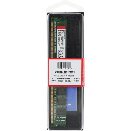 Память DDR3L 4Gb 1600MHz Kingston KVR16LN11/4WP VALUERAM RTL PC3-12800 CL11 DIMM 240-pin 1.35В single rank Ret