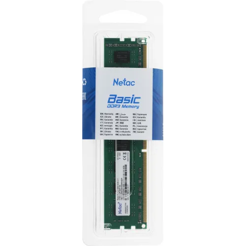 Память DDR3 8GB 1600MHz Netac NTBSD3P16SP-08 Basic RTL PC3-12800 CL11 DIMM 240-pin 1.5В dual rank Ret