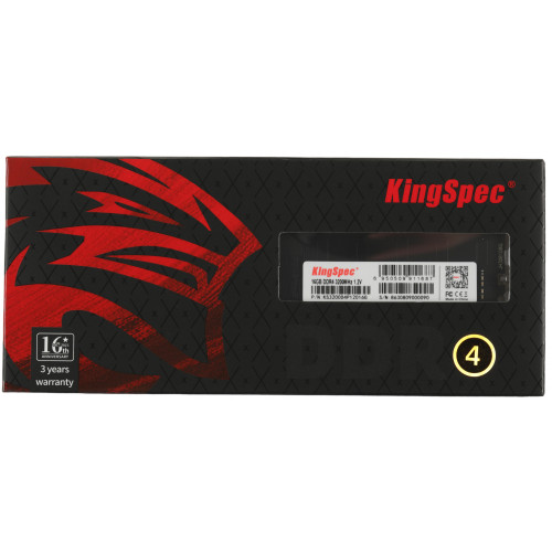 Память DDR4 16GB 3200MHz Kingspec KS3200D4P12016G RTL PC4-25600 CL18 DIMM 288-pin 1.2В single rank Ret