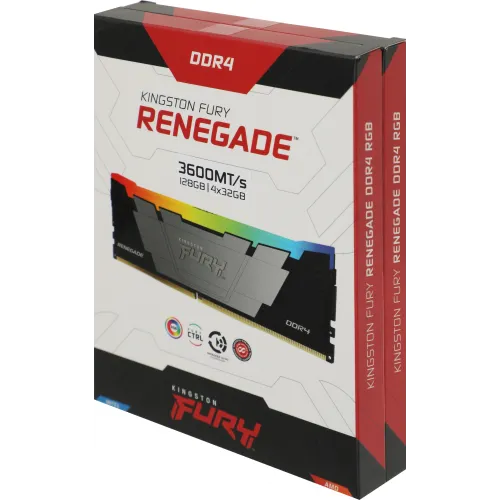 Память DDR4 4x32GB 3600MHz Kingston KF436C18RB2AK4/128 Fury Renegade RGB RTL Gaming PC4-28800 CL18 DIMM 288-pin 1.35В dual rank с радиатором Ret