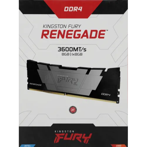 Память DDR4 8GB 3600MHz Kingston KF436C16RB2/8 Fury Renegade Black RTL Gaming PC4-28800 CL16 DIMM 288-pin 1.35В dual rank с радиатором Ret