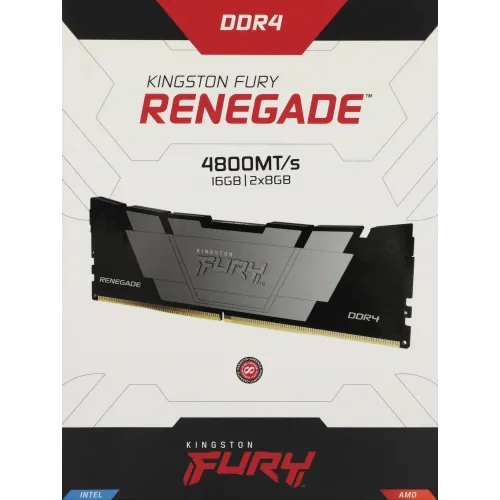 Память DDR4 2x8GB 4800MHz Kingston KF448C19RB2K2/16 Fury Renegade Black RTL Gaming PC4-38400 CL19 DIMM 288-pin 1.5В kit single rank с радиатором Ret