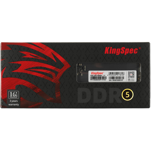 Память DDR5 16GB 4800MHz Kingspec KS4800D5P11016G RTL PC5-38400 CL40 DIMM 288-pin 1.1В single rank Ret