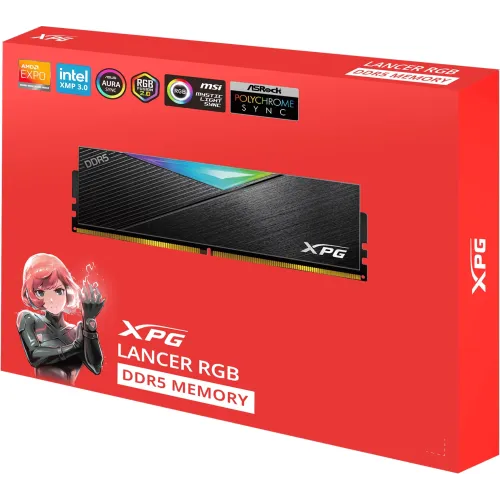 Память DDR5 2x16GB 7200MHz A-Data AX5U7200C3416G-DCLARBK XPG Lancer RGB RTL Gaming PC5-57600 CL34 DIMM 288-pin 1.4В kit dual rank с радиатором Ret