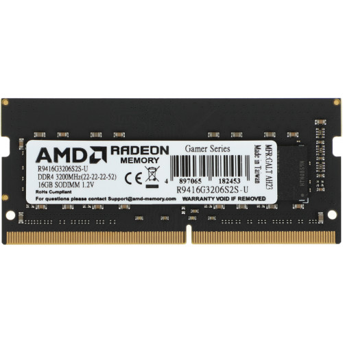Память DDR4 16Gb 3200MHz AMD R9416G3206S2S-U R9 RTL PC4-25600 CL22 SO-DIMM 260-pin 1.2В Ret