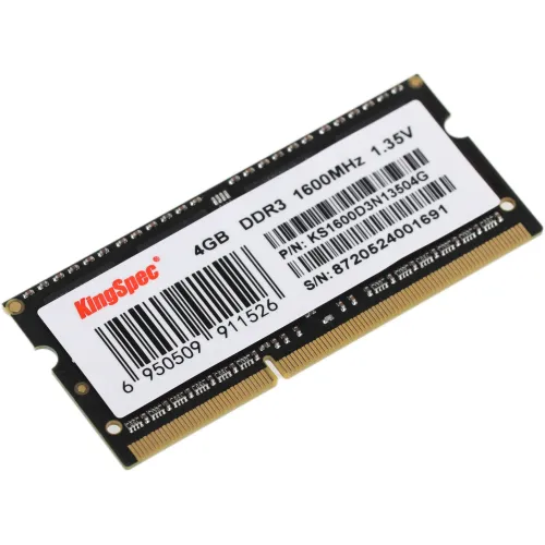Память DDR3 4GB 1600MHz Kingspec KS1600D3N13504G RTL PC3-12800 CL11 SO-DIMM 204-pin 1.35В single rank Ret