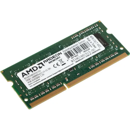Память DDR3 4Gb 1600MHz AMD R534G1601S1S-UG RTL PC3-12800 CL11 SO-DIMM 204-pin 1.5В Ret