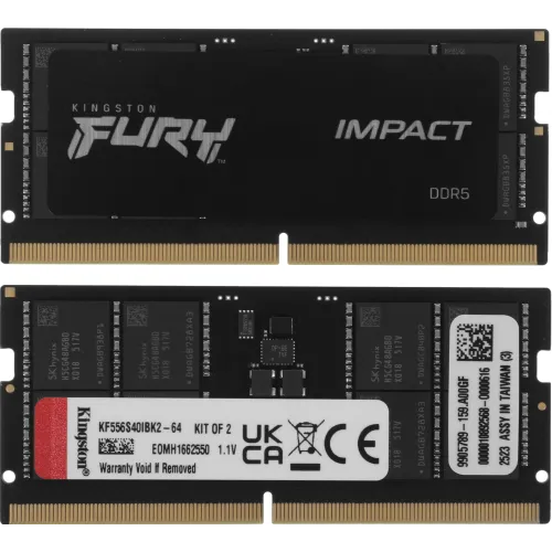 Память DDR5 2x32GB 5600MHz Kingston KF556S40IBK2-64 Fury Impact RTL PC5-44800 CL40 SO-DIMM 262-pin 1.1В dual rank Ret