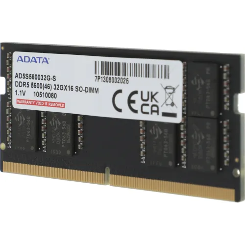 Память DDR5 32GB 5600MHz A-Data AD5S560032G-S RTL PC5-44800 CL46 SO-DIMM 262-pin 1.1В single rank Ret