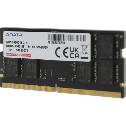 Память DDR5 16GB 5600MHz A-Data AD5S560016G-S RTL PC5-44800 CL46 SO-DIMM 262-pin 1.1В single rank Ret