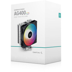 Устройство охлаждения(кулер) Deepcool AG400 LED RGB Soc-AM5/AM4/1200/1700/1851 серебристый/черный 4-pin 18-32dB Al+Cu 220W 614gr Ret (R-AG400-BKLNMC-G-1)