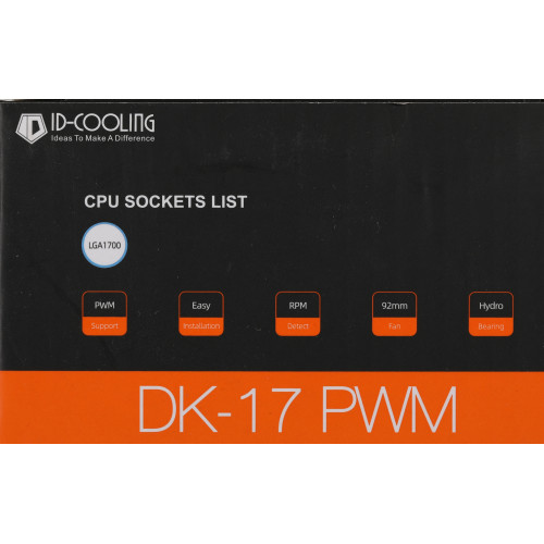 Устройство охлаждения(кулер) ID-Cooling DK-17 PWM Soc-1700/1851 черный 4-pin 14-26dB Al 65W 265gr Ret