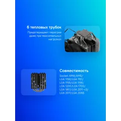 Устройство охлаждения(кулер) ID-Cooling SE-206-XT Soc-AM5/AM4/1200/1700/1851 черный 4-pin 15-35dB Al+Cu 250W 1100gr Ret