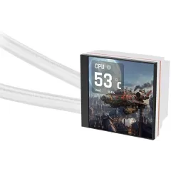 Система водяного охлаждения Thermaltake MAGFloe 420 Ultra Snow ARGB Soc-AM5/AM4/1200/1700/1851 белый 4-pin 34.5-38.8dB Al LCD 360W Ret (CL-W452-PL14SW-A)